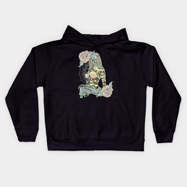 Skull Rose Kids Hoodie by gblackid